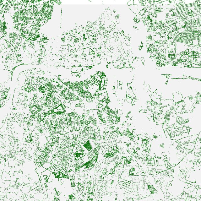 Close-up detail of the London tree map print